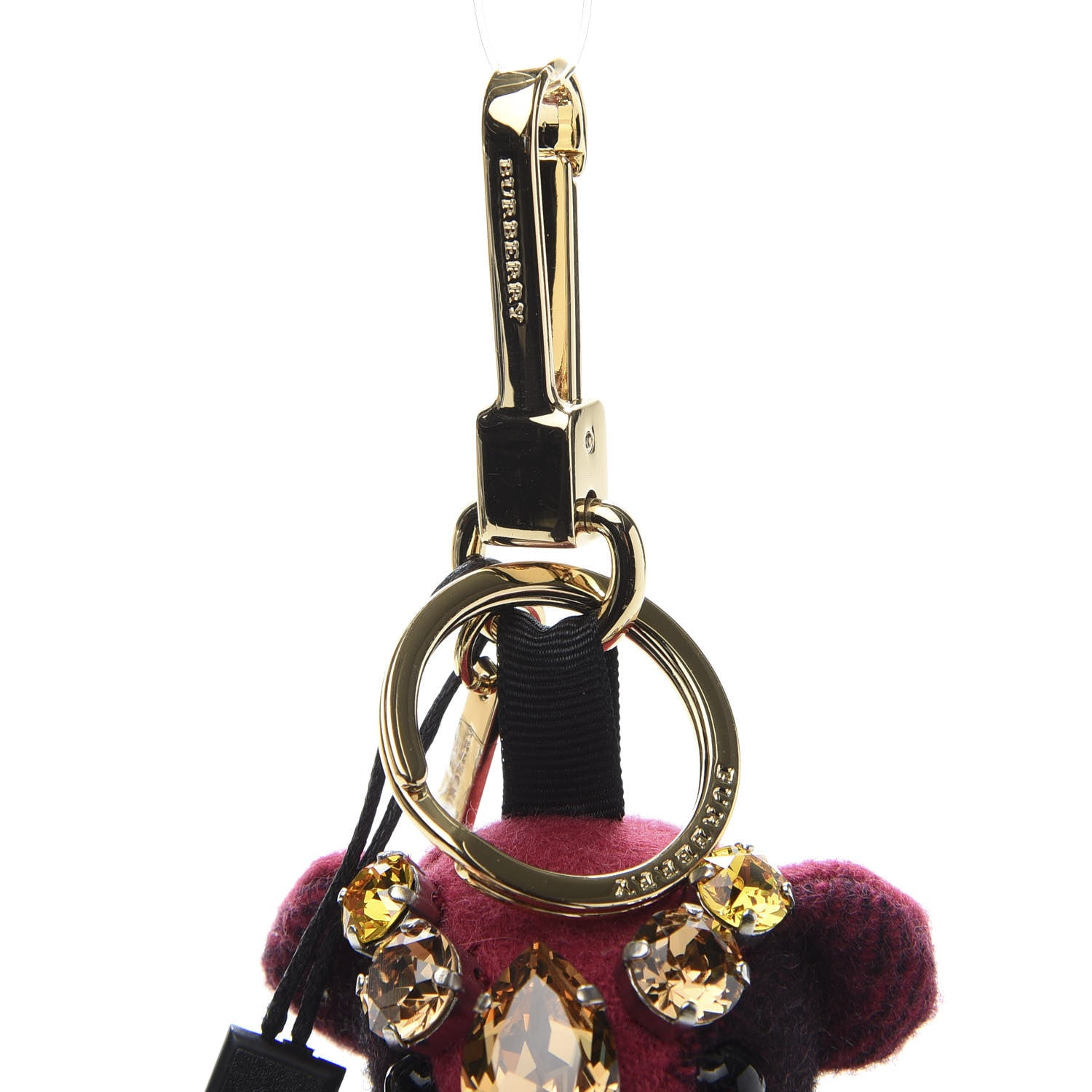 Burberry Cashmere Check Calfskin Crystal Concertina Thomas Bear Bag Charm Fuchsia Pink 4 of 6