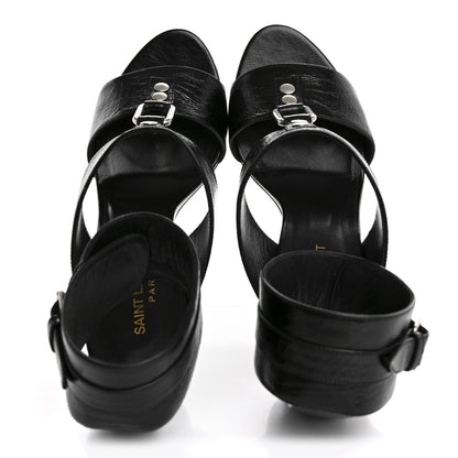 Saint Laurent Shiny Calfskin Fetish 105 Sandal 39 Black 2 of 10
