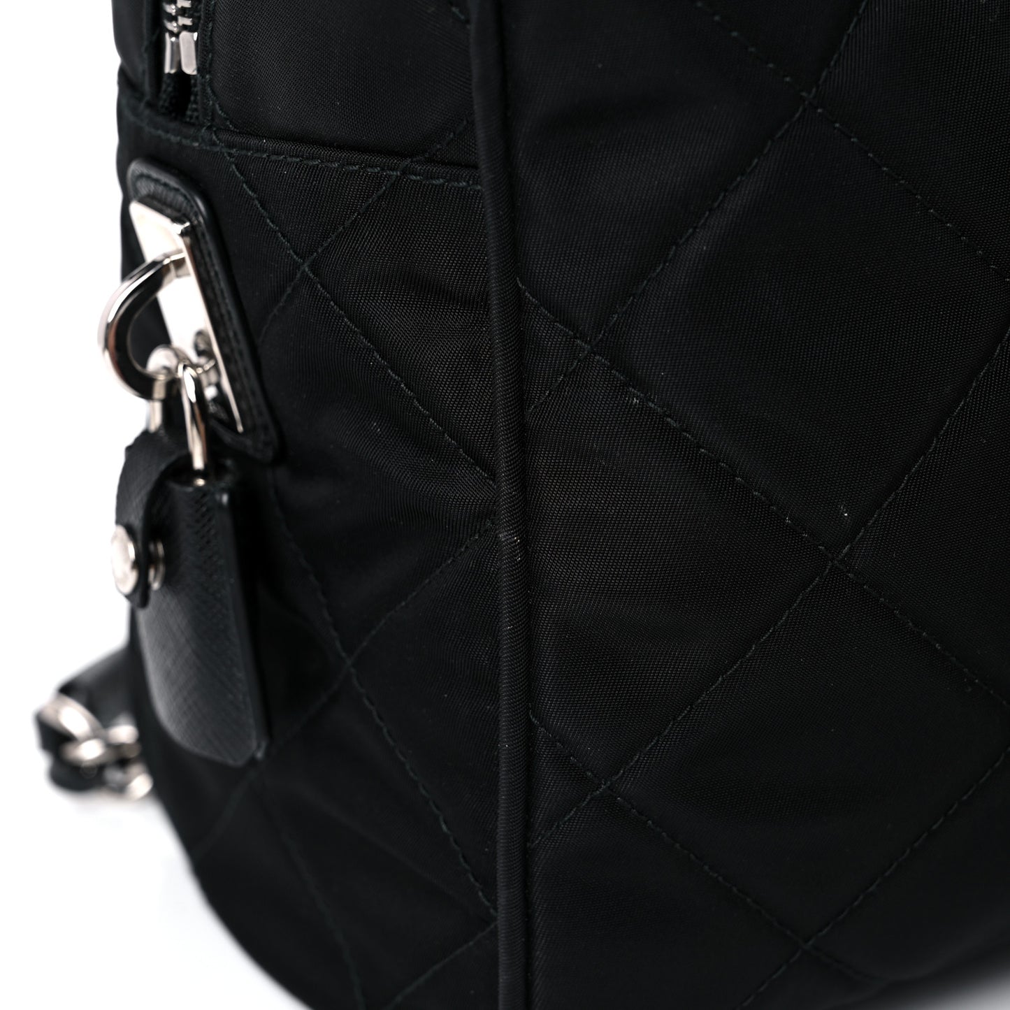 Nylon Tessuto Impuntu Quilted Shoulder Bag Black