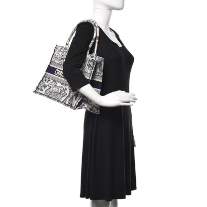 Christian Dior Canvas Embroidered Medium Dioriviera Toile De Jouy Book Tote Blue 2 of 11