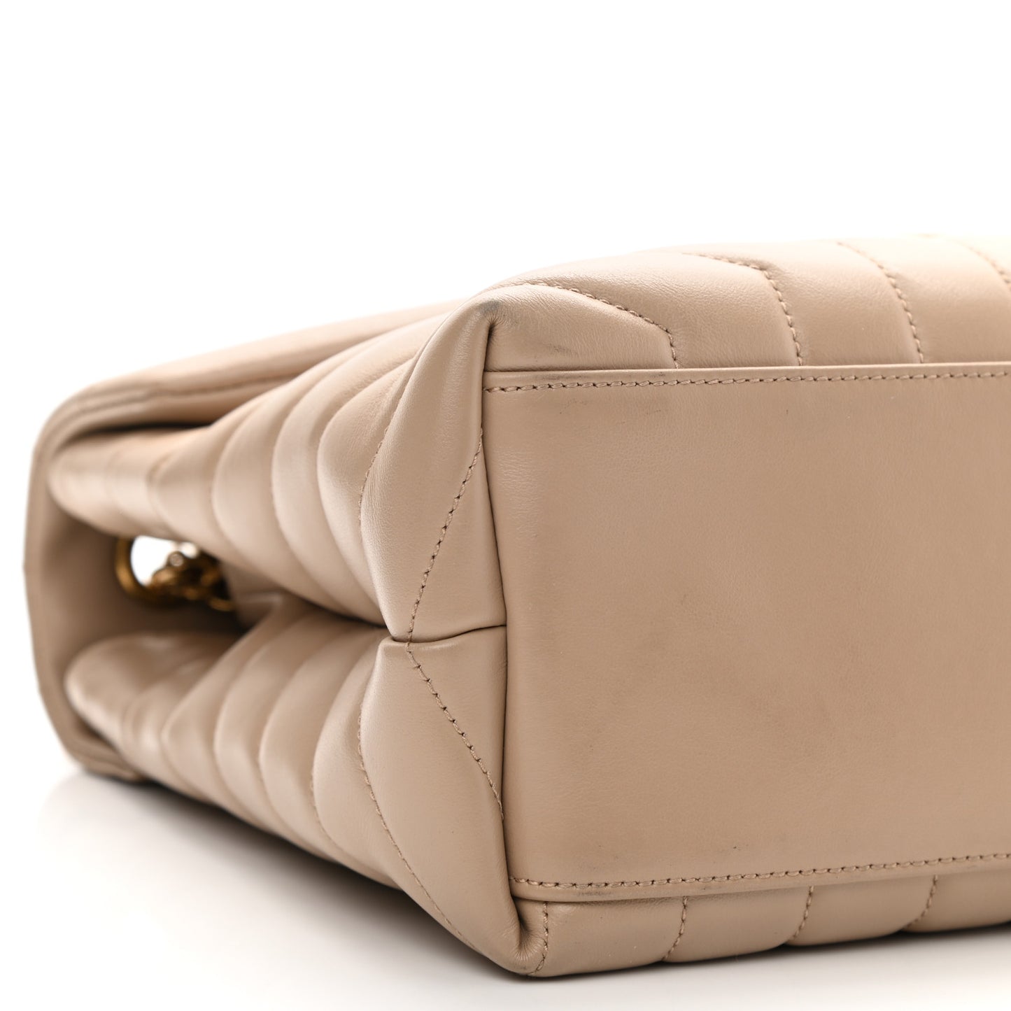 Calfskin Y Quilted Monogram Medium Loulou Chain Satchel Light Natural