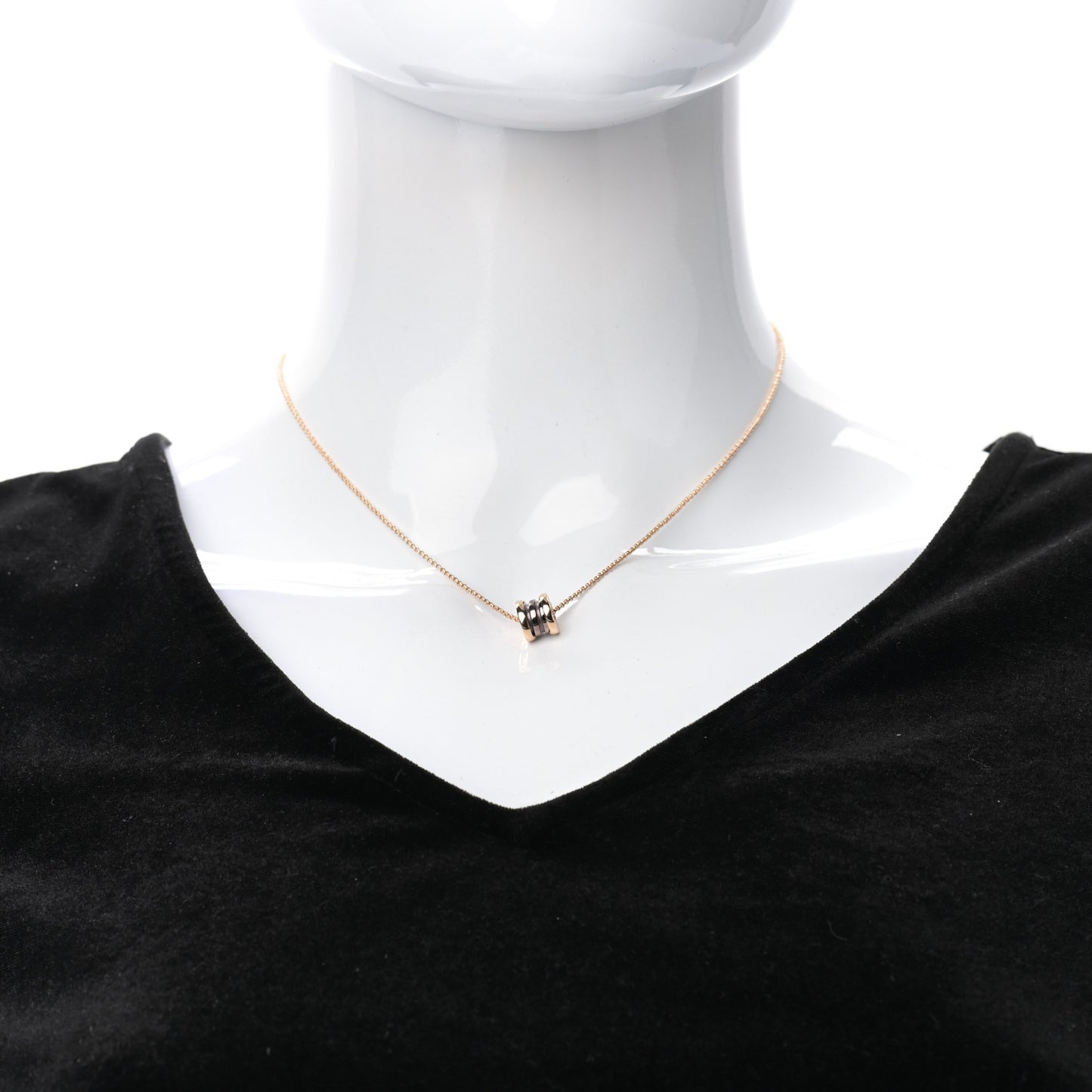 18K Rose Gold Cermet Small B.Zero1 Pendant Necklace