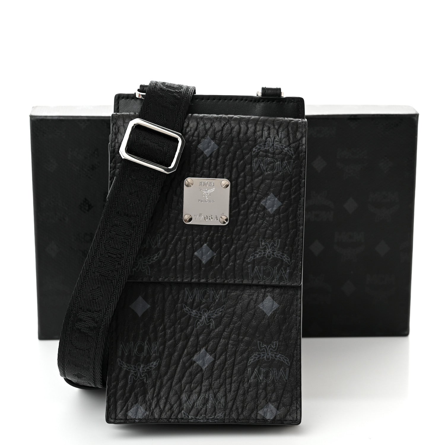 MCM Visetos Geo Phone Case Crossbody Black 13 of 13