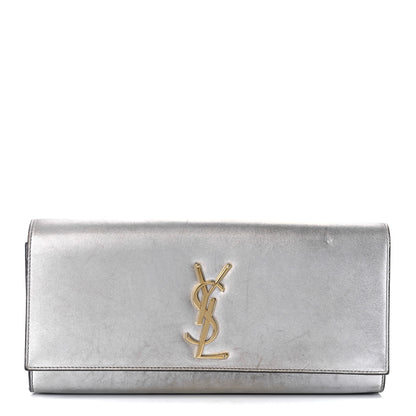 Saint Laurent Metallic Calfskin Classic Monogram Cassandre Clutch Silver 1 of 9