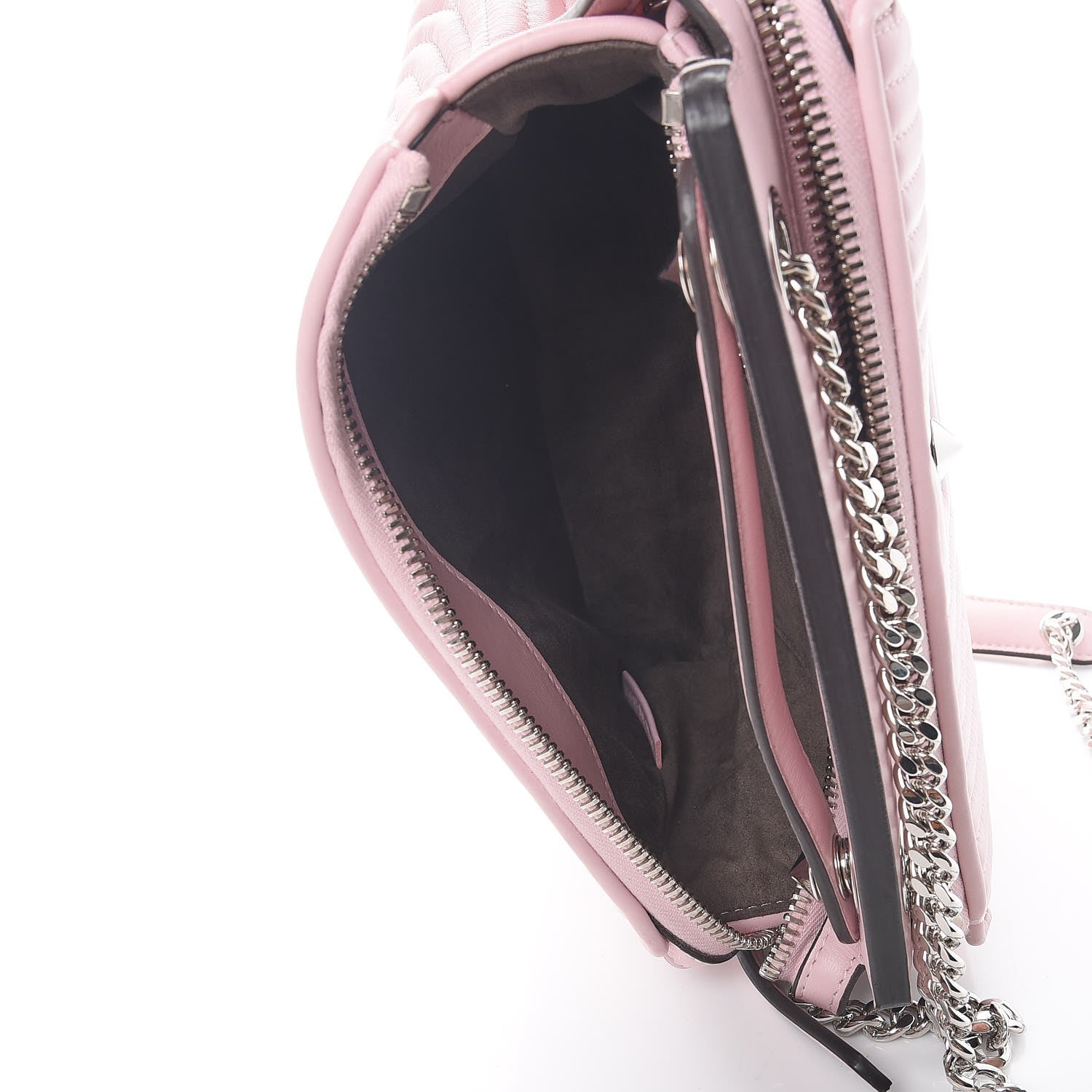 Fendi Shiny Nappa Trapuntata Small DotCom Click Chain Satchel Peonia 6 of 11