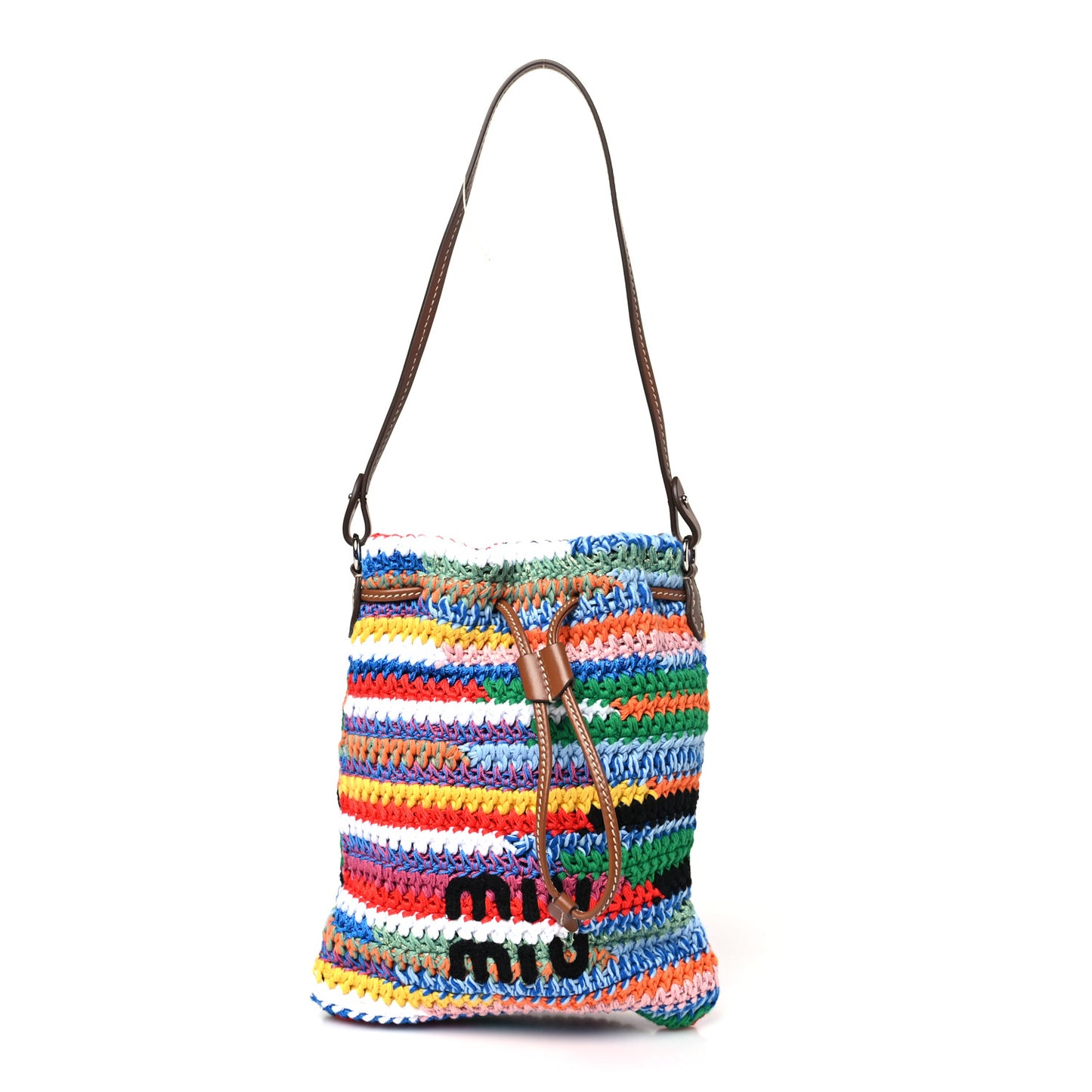 Fabric Crochet Drawstring Pouch Multicolor