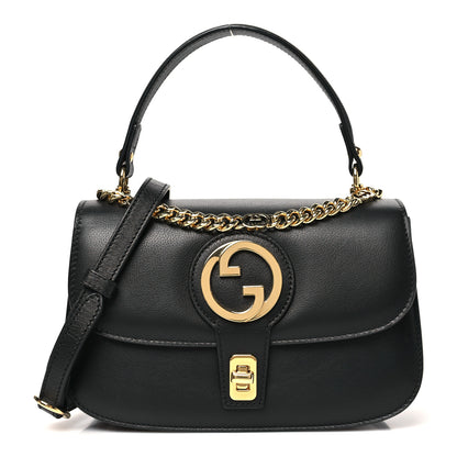 Gucci Roxy Calfskin Small Blondie Top Handle Shoulder Flap Bag Black 1 of 10