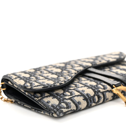 Christian Dior Oblique Saddle Chain Long Wallet Blue 10 of 12