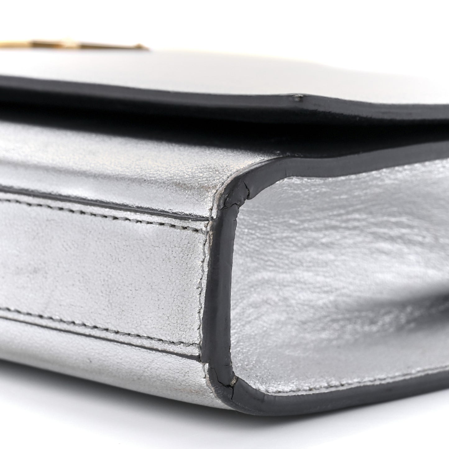 Metallic Calfskin Classic Monogram Cassandre Clutch Silver