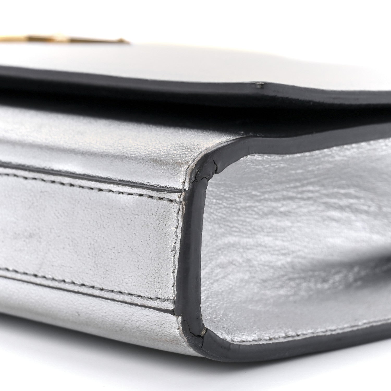 Saint Laurent Metallic Calfskin Classic Monogram Cassandre Clutch Silver 8 of 9