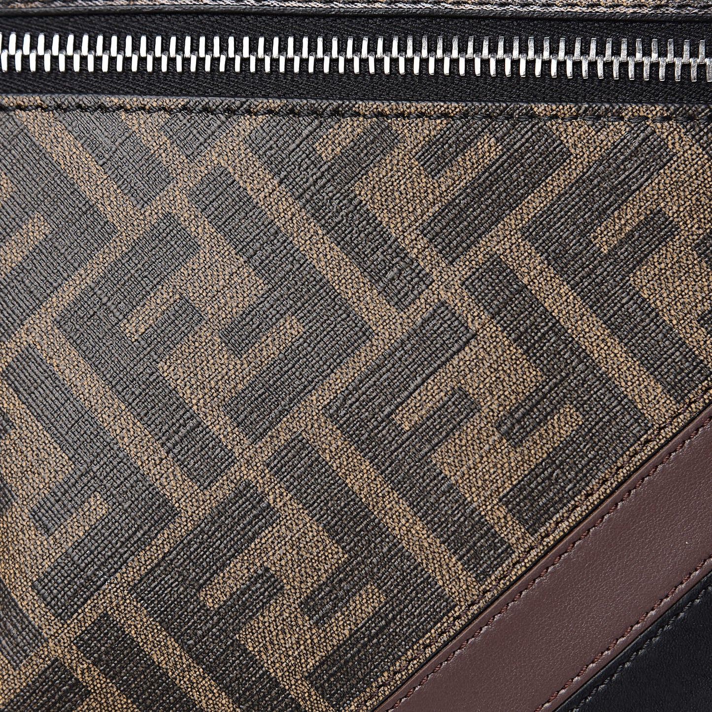 Glazed Fabric Vitello Liberty FF 1974 Diagonal Belt Bag Tobacco Moresco Black