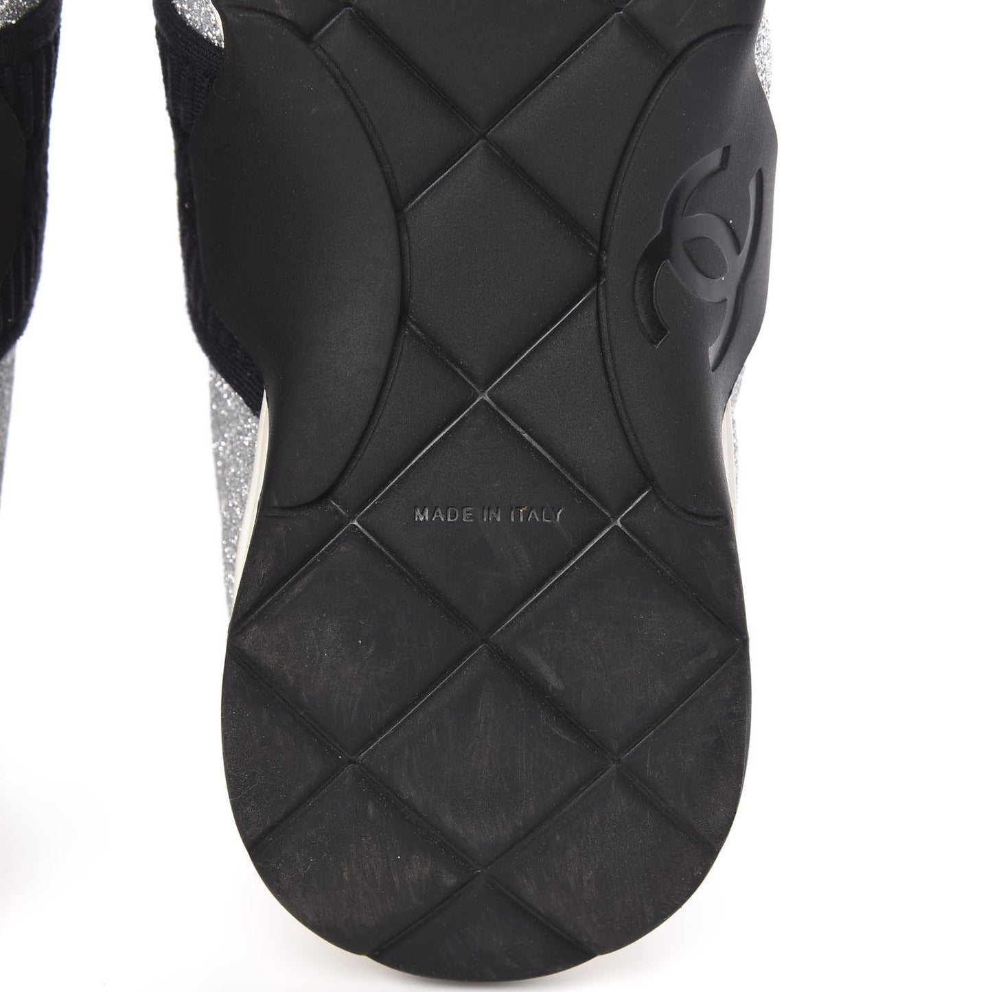 Glitter Stretch Fabric CC Sneakers 39 Black Silver