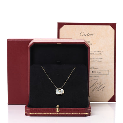 Cartier 18K Yellow Gold Diamond Mother of Pearl SM Amulette de Cartier Pendant Necklace 6 of 6