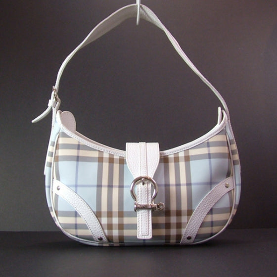 Burberry Bluebell Check Plaid Hobo Blue 1 of 11