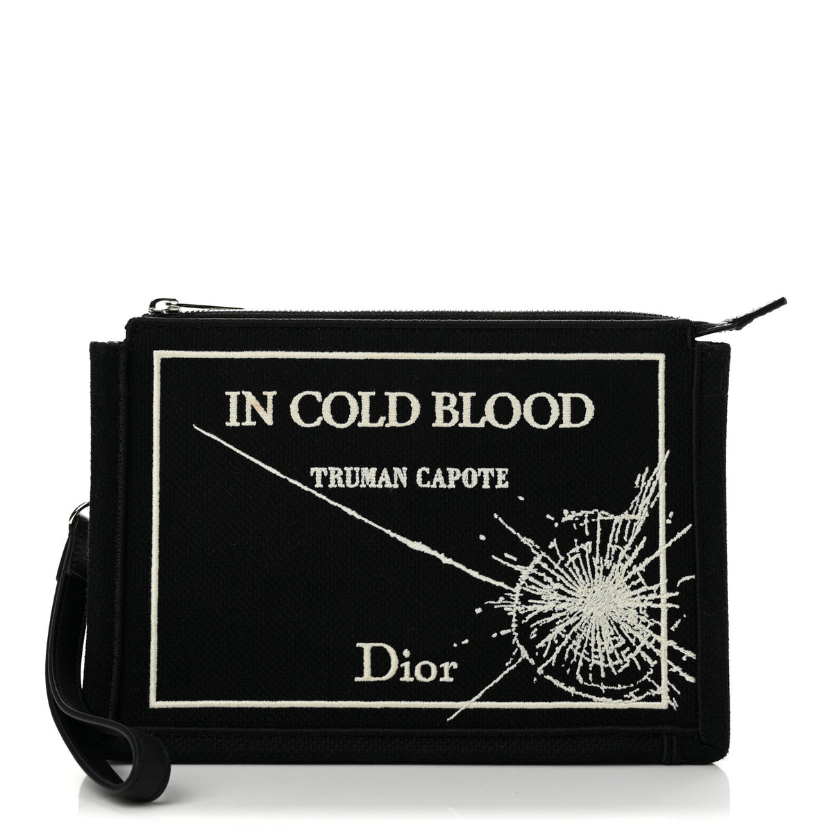 Cotton Canvas A5 Capote Pouch Wristlet Black White