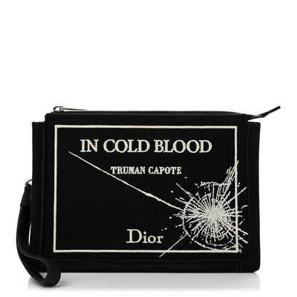 Christian Dior Cotton Canvas A5 Capote Pouch Wristlet Black White 1 of 10