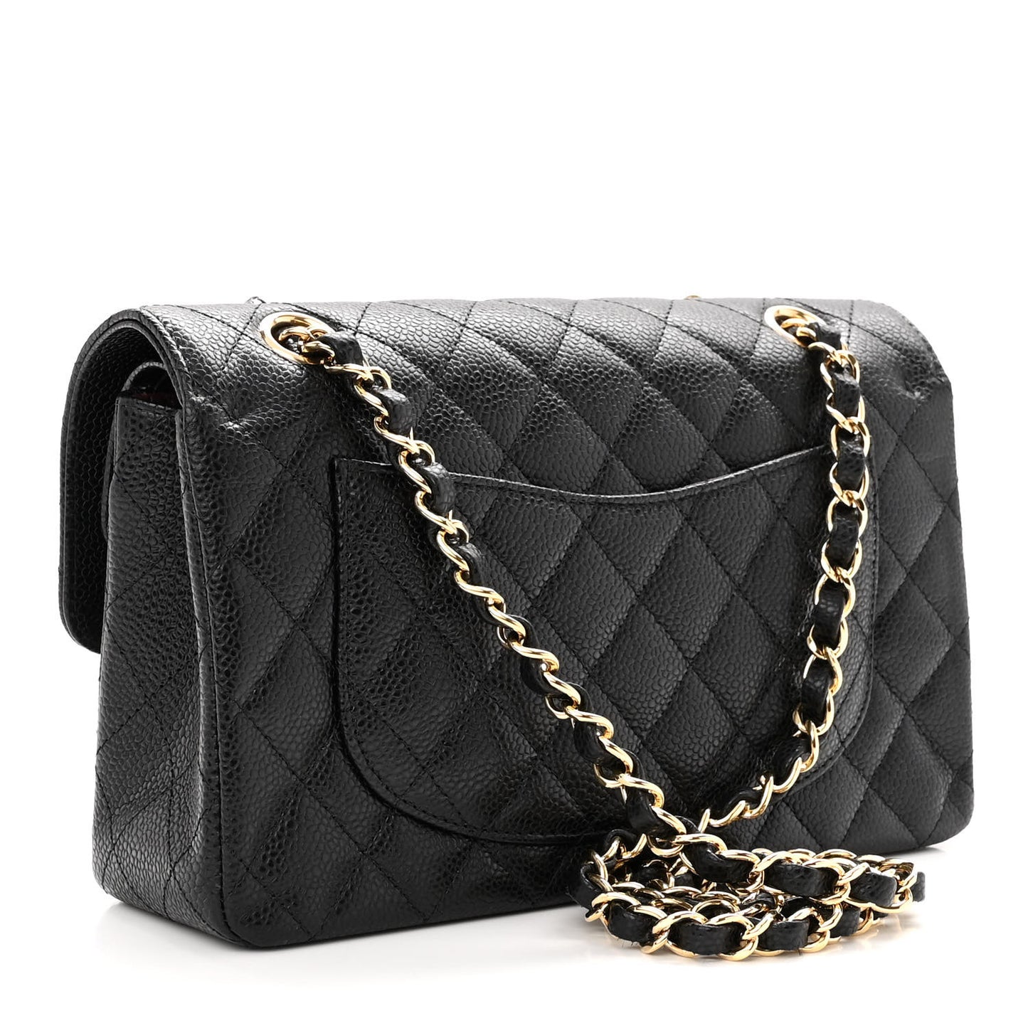 Caviar Quilted Small Double Flap Black