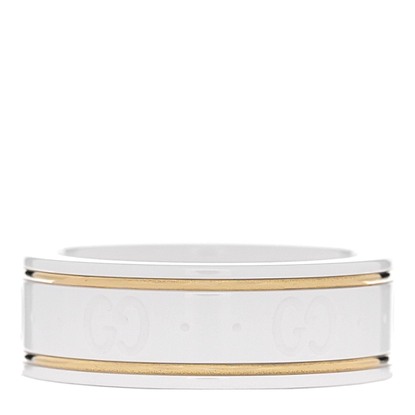 18K Yellow Gold Zirconia 7mm Icon Band Ring 53 6.5 White