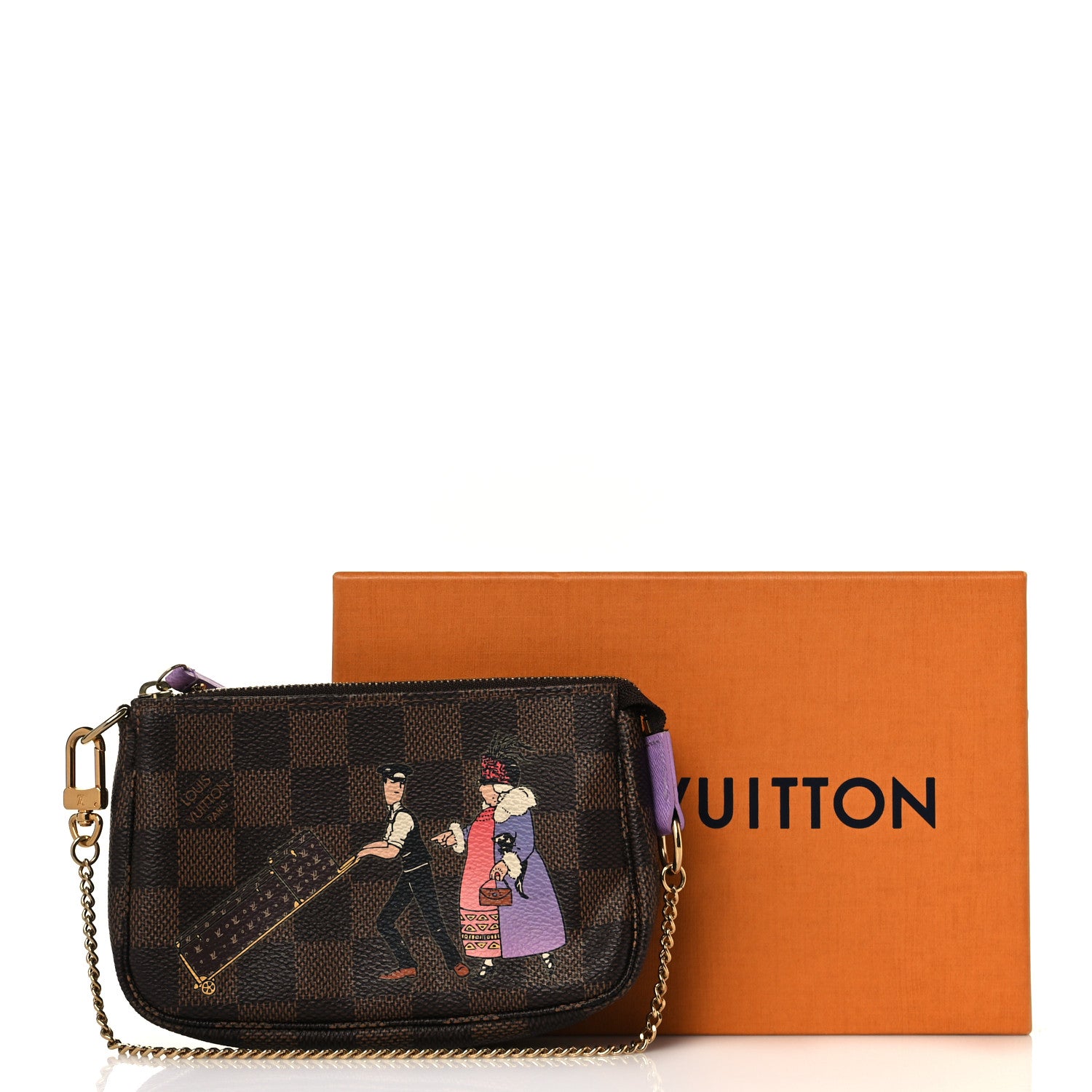 Louis Vuitton Damier Ebene Illustre Mini Pochette Accessories Violet 10 of 10