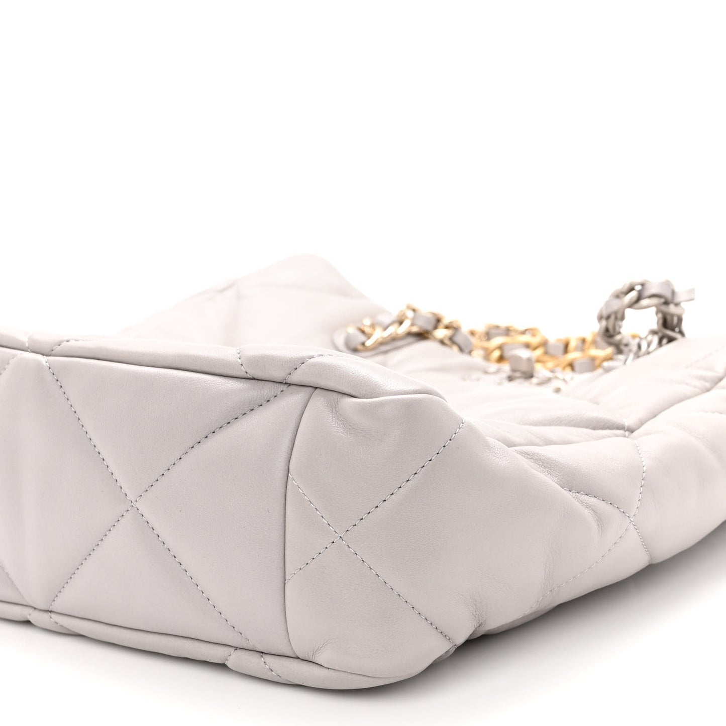 Lambskin Quilted Chanel 19 Shopping Bag Grey