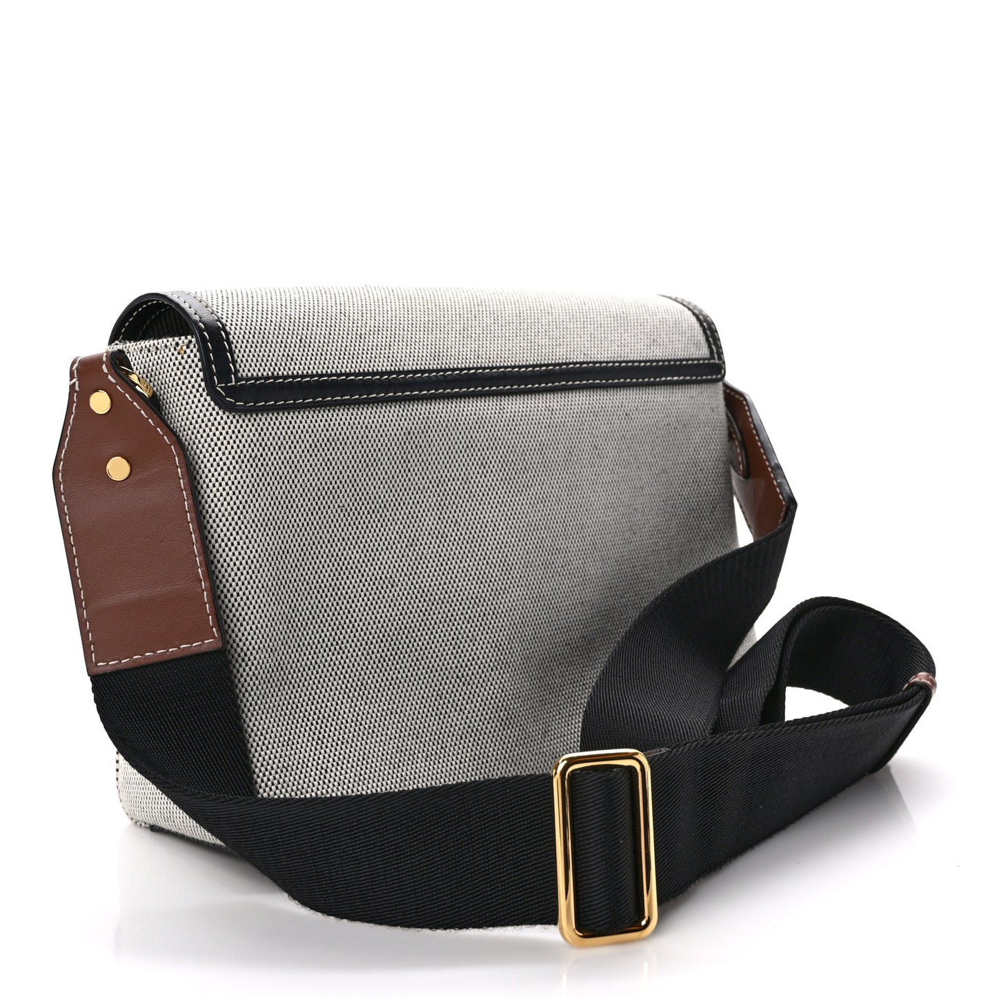 Canvas Horseferry Print Note Crossbody Bag Grey Black