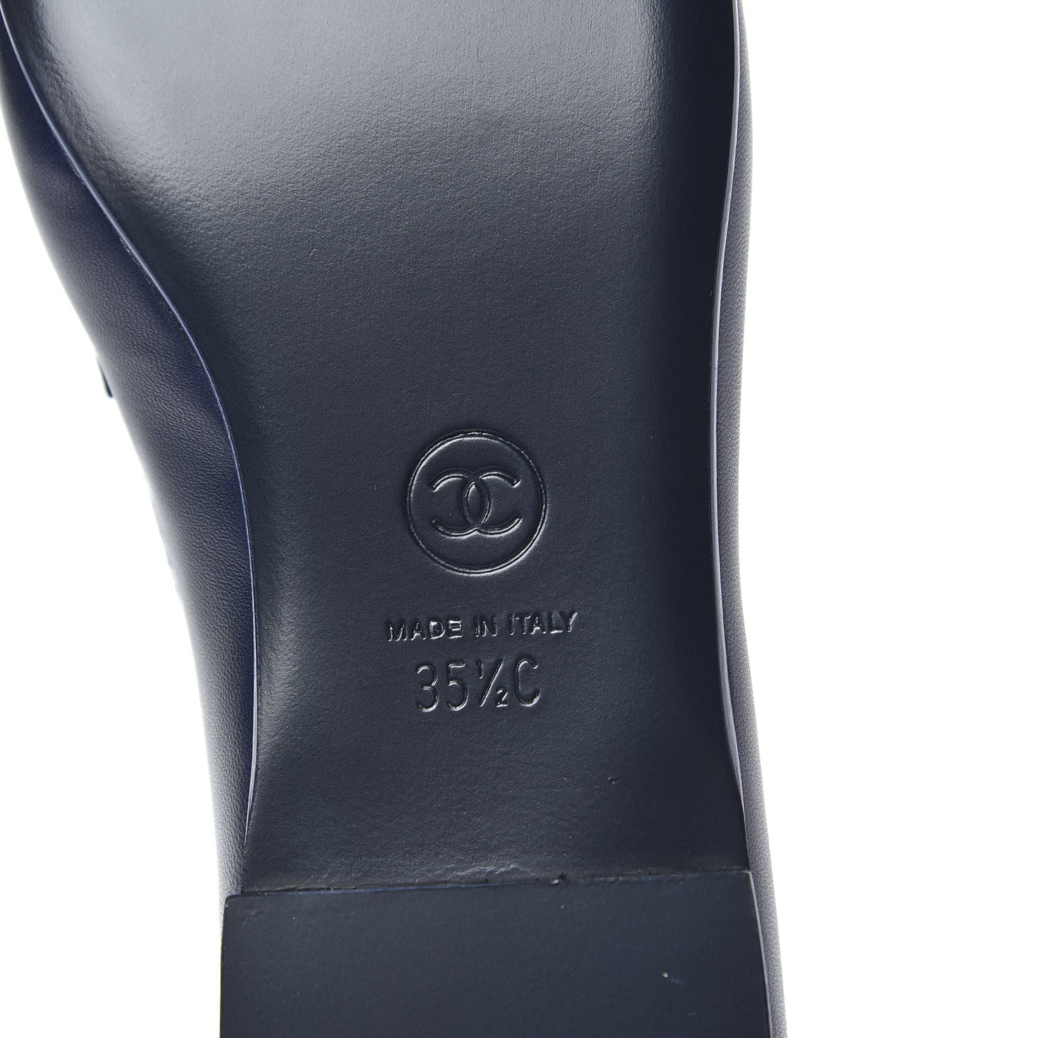 Chanel Lambskin CC Loafers 35.5 Navy 7 of 11