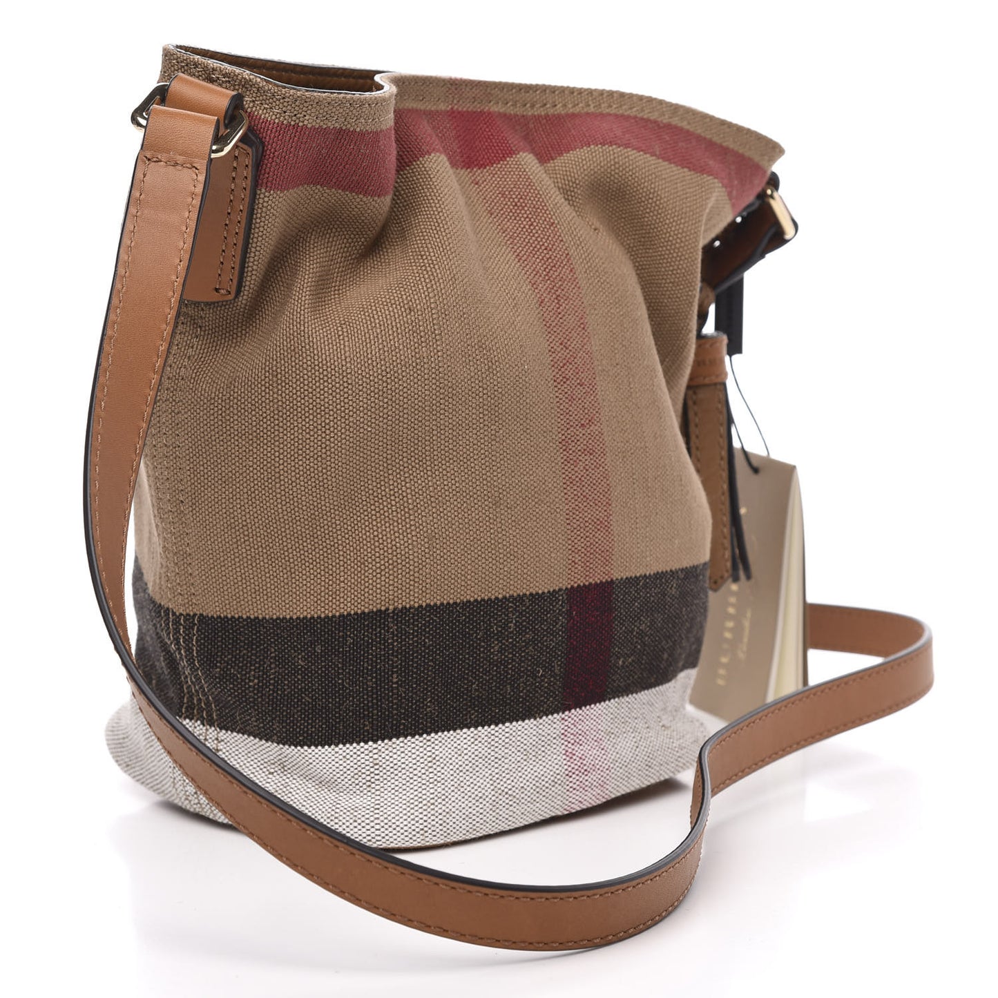 Canvas Mega Check Medium Ashby Tassel Crossbody Saddle Brown