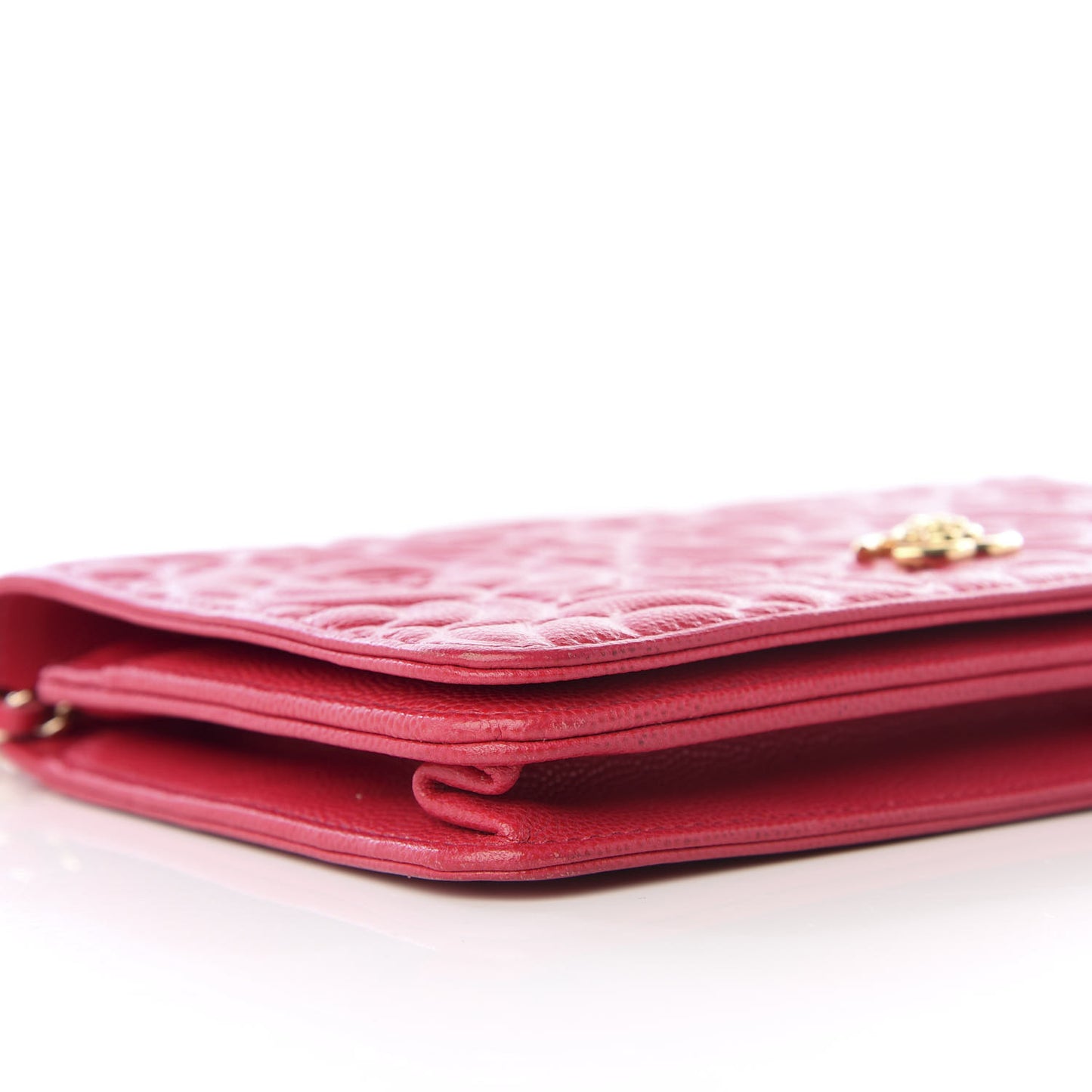 Caviar Camellia Embossed Wallet On Chain WOC Fuschia