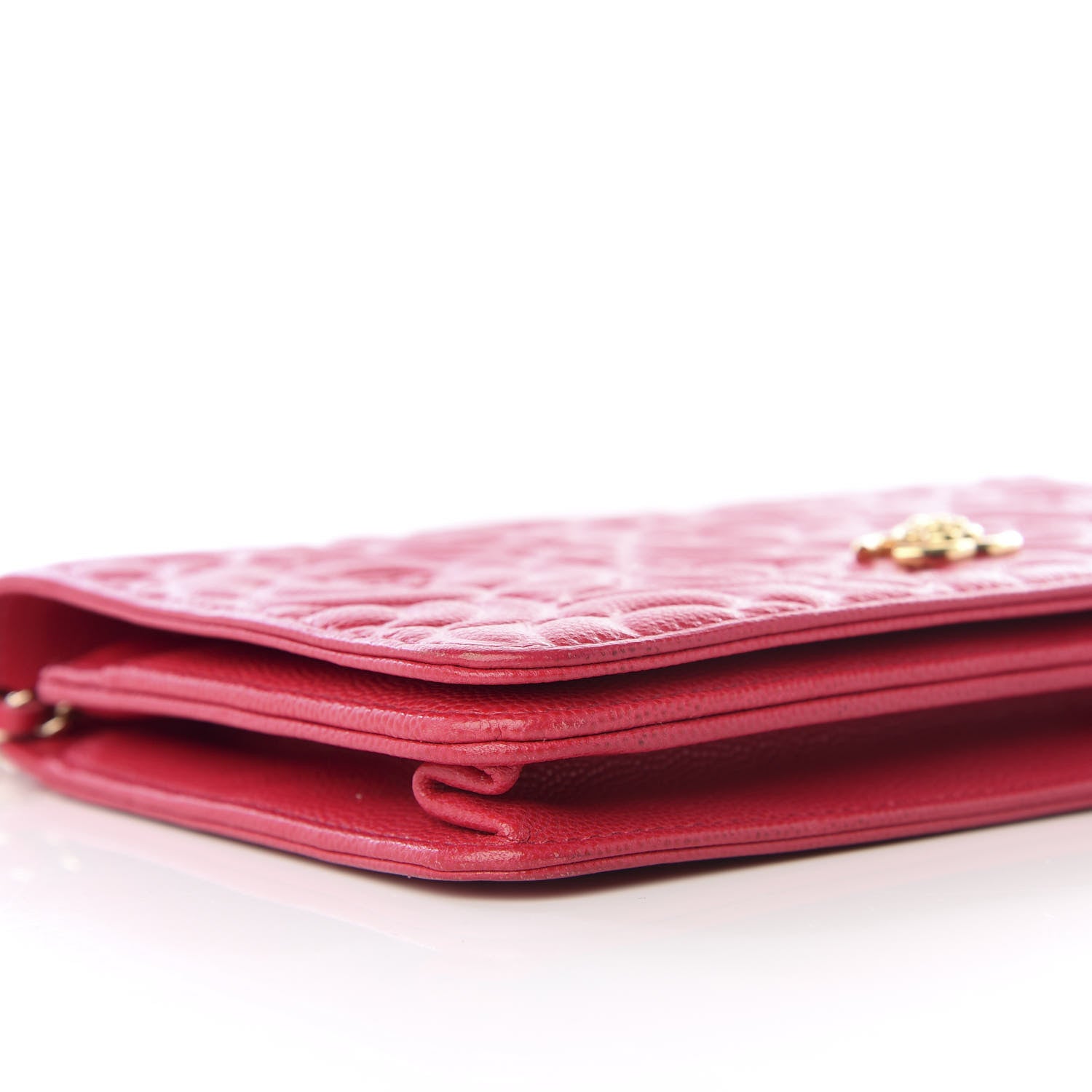 Chanel Caviar Camellia Embossed Wallet On Chain WOC Fuschia 5 of 12