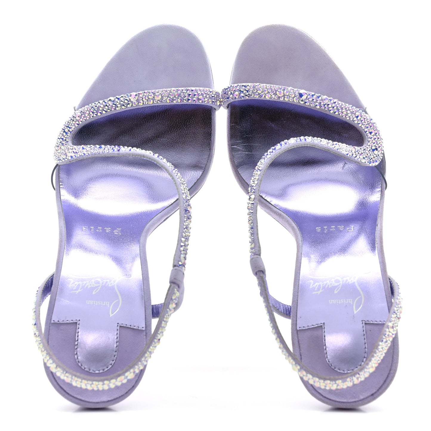 Suede Crystal Strass Rosalie 100 Sandals 37.5 Lilac Smoke