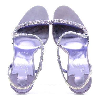 Christian Louboutin Suede Crystal Strass Rosalie 100 Sandals 37.5 Lilac Smoke 2 of 12