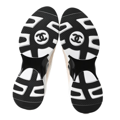 Chanel Calfskin Suede CC Sneakers 37.5 White 6 of 9