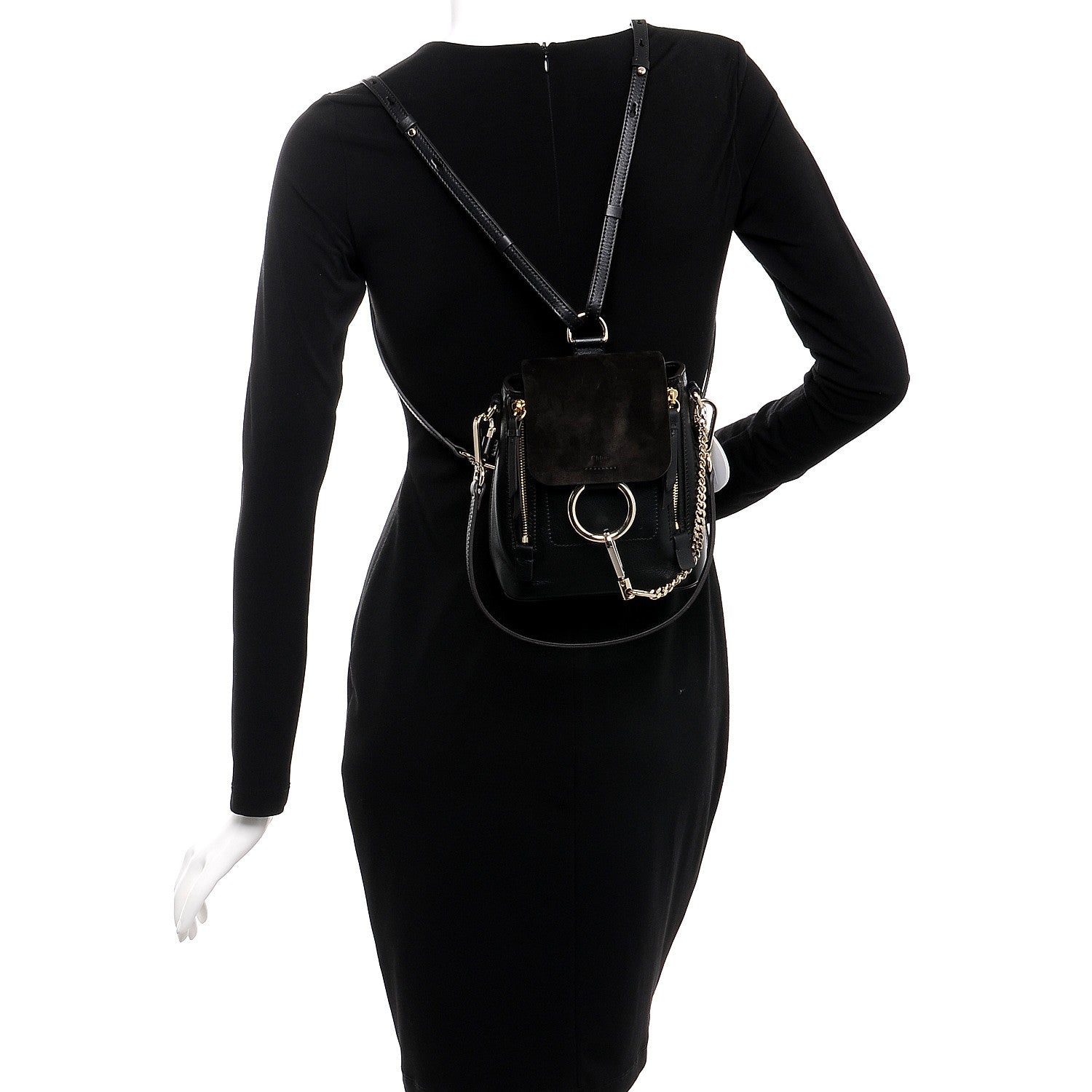 Chloe Suede Calfskin Mini Faye Backpack Black 2 of 7