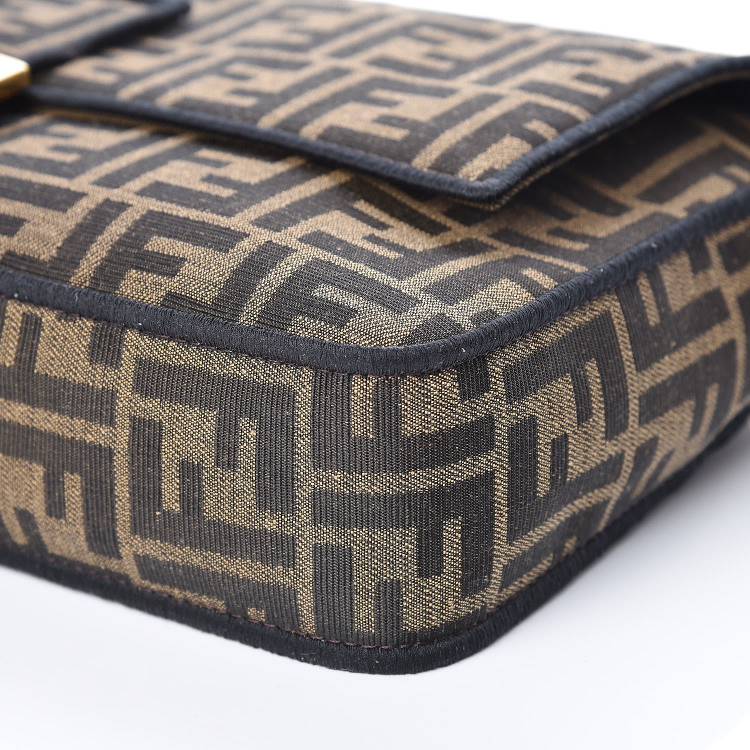 Fendi Fabric Jacquard FF 1974 Large Baguette Tobacco Moro Black 7 of 9