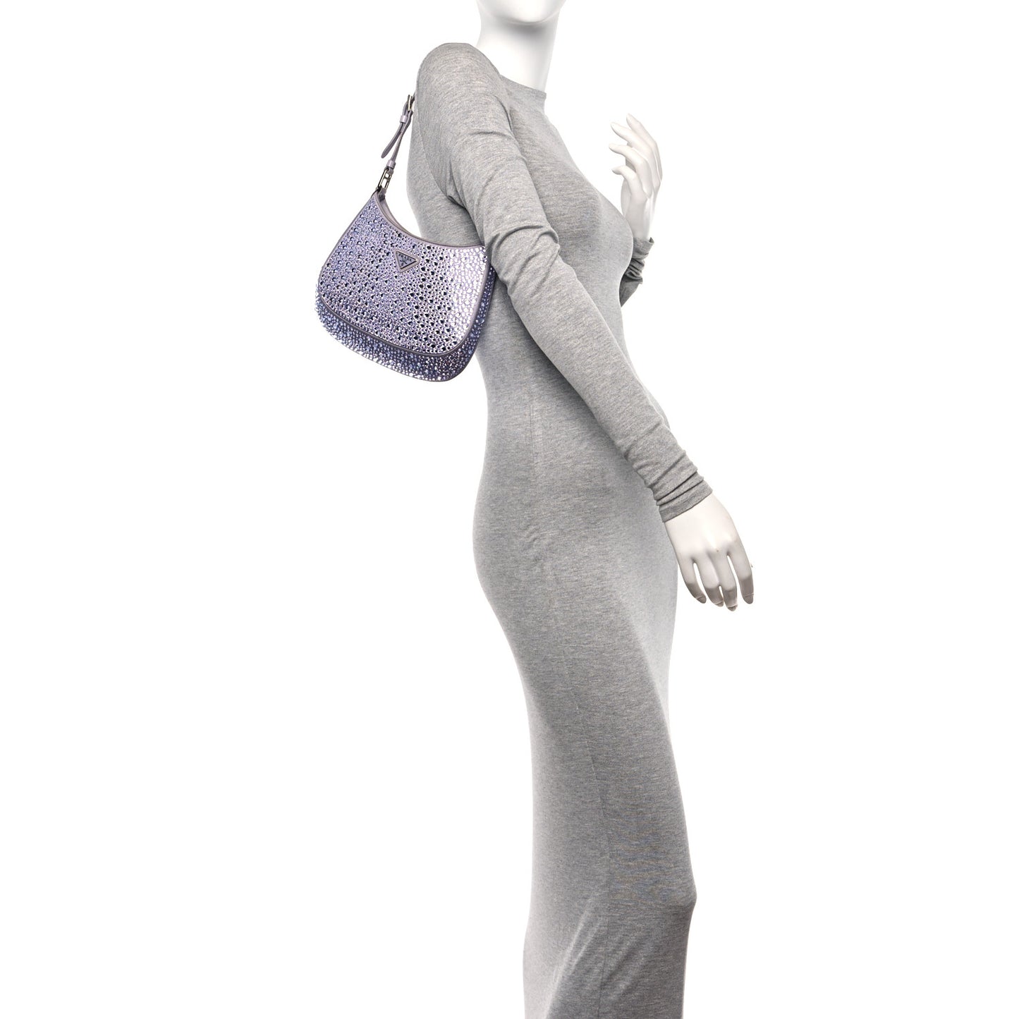Satin Crystal Cleo Adjustable Strap Shoulder Bag Glicine