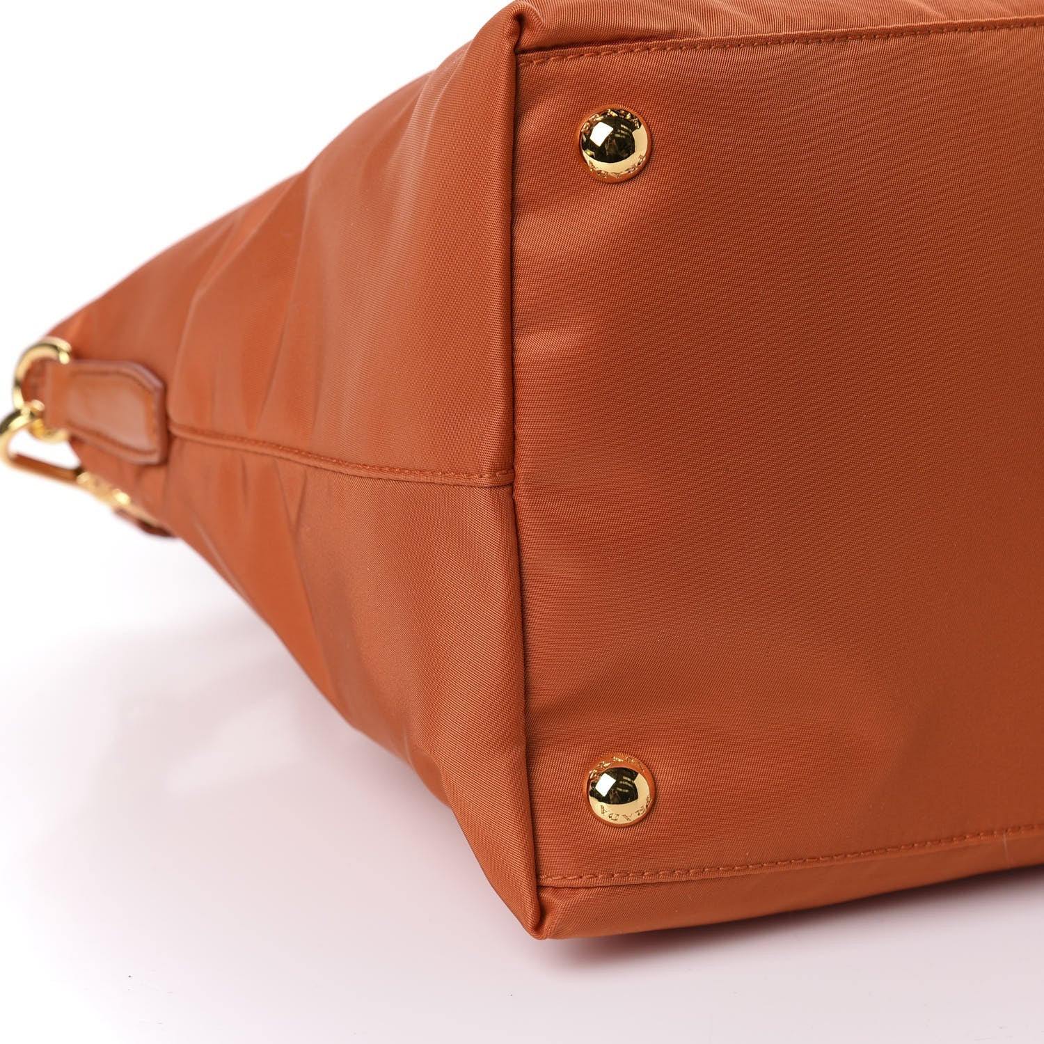 Prada Tessuto Nylon Saffiano Tote Papaya 7 of 12
