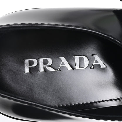 Prada Spazzolato Mens Mary Jane T Strap 40mm Loafers 9 Black 8 of 10