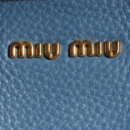 Miu Miu Vitello Daino Bi-Color Shopping Tote Blue 10 of 11