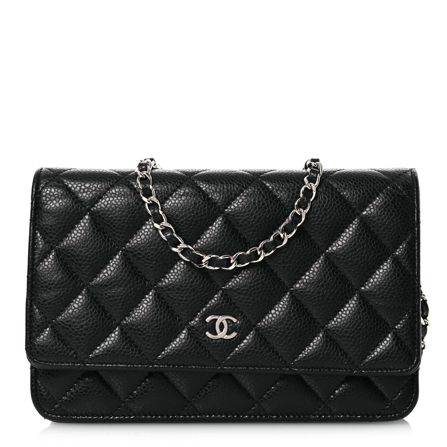 Caviar Quilted Wallet on Chain WOC Black