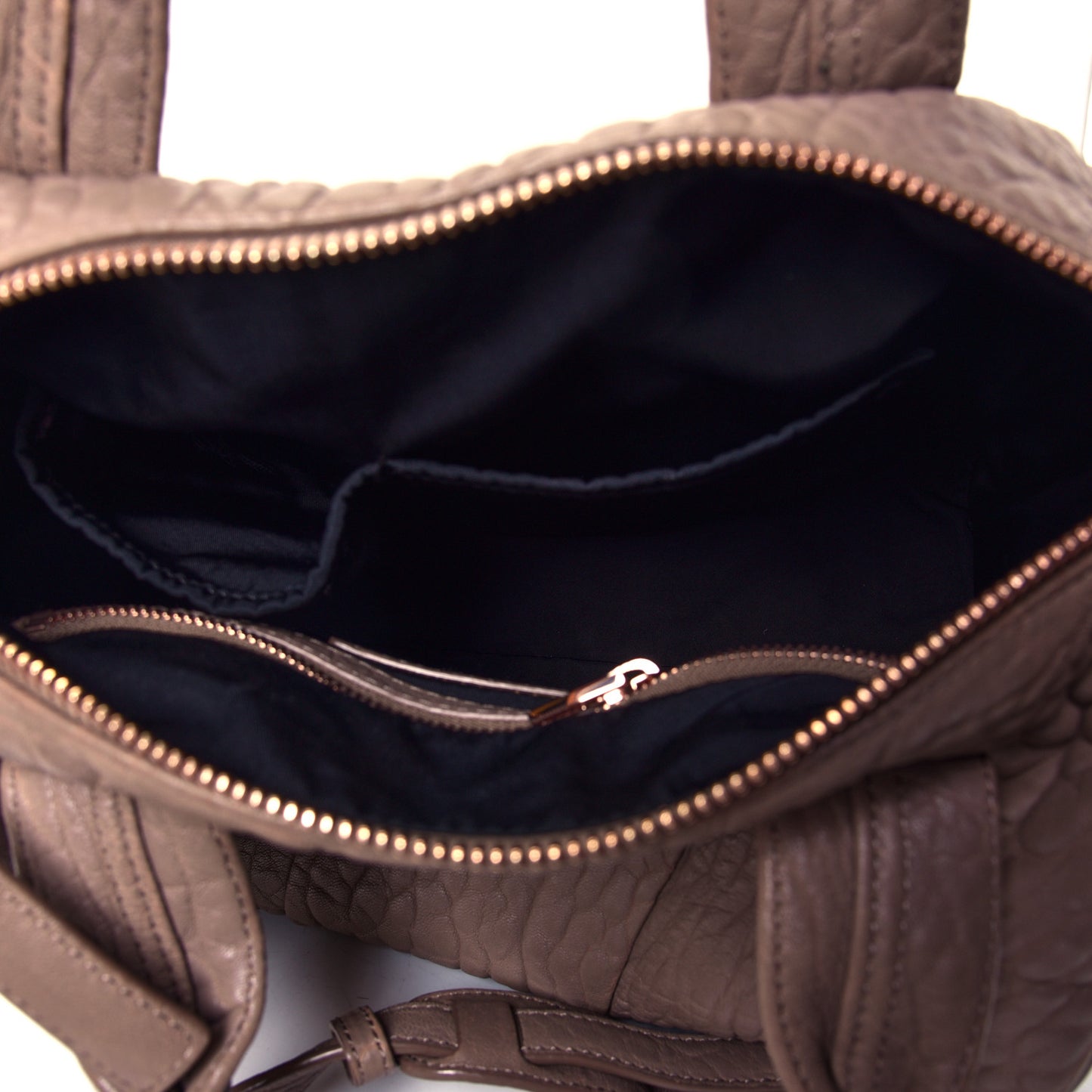 Pebbled Lambskin Rocco Latte Rose Gold Hardware