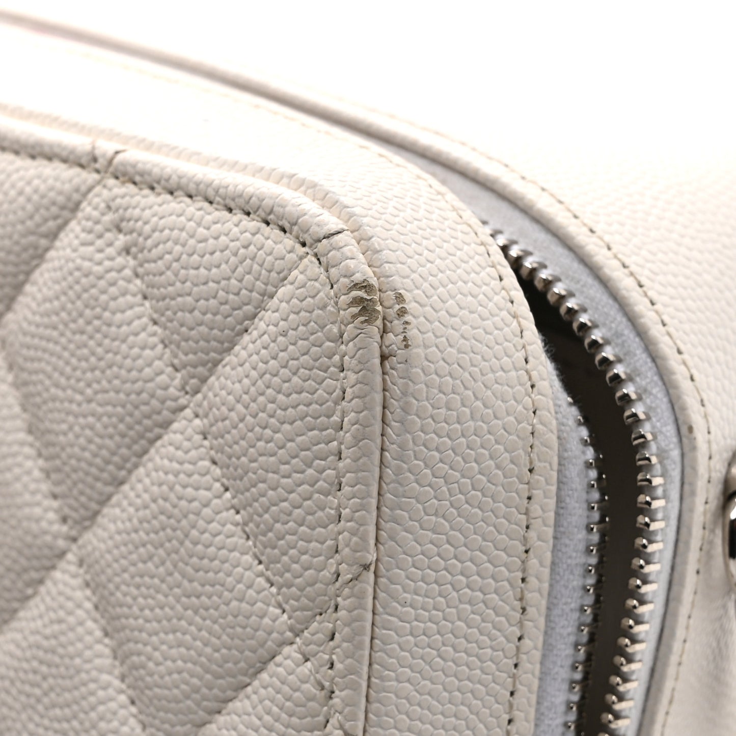 Caviar Quilted Camera Bag White