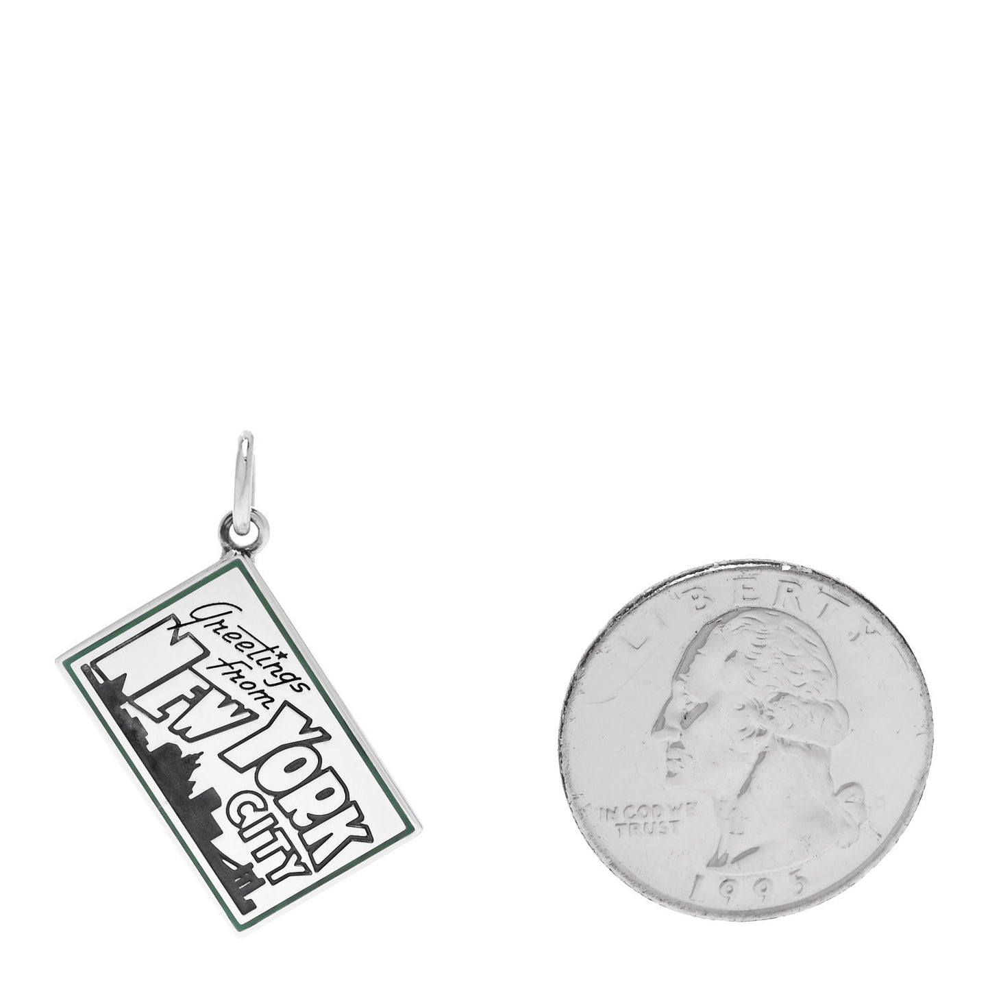 Sterling Silver Enamel New York Postcard Charm Blue