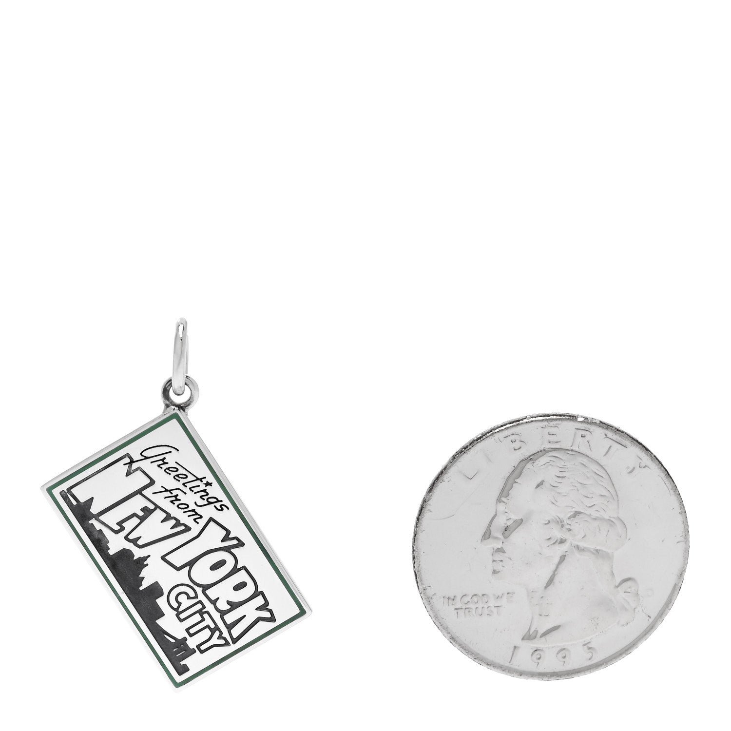 Tiffany Sterling Silver Enamel New York Postcard Charm Blue 2 of 5