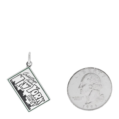 Tiffany Sterling Silver Enamel New York Postcard Charm Blue 2 of 5