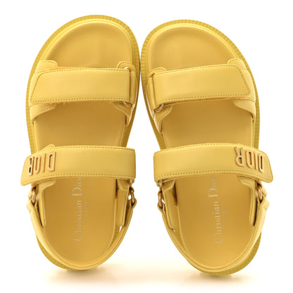 Christian Dior Lambskin Dioract 10mm Sandals 35 Yellow Guadalupe 3 of 18