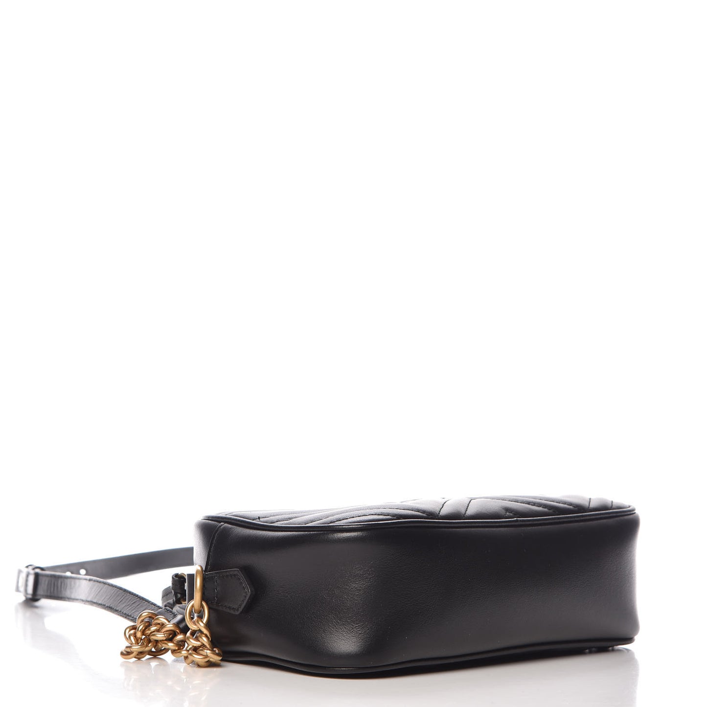 Calfskin Matelasse Small GG Marmont Chain Shoulder Bag Black