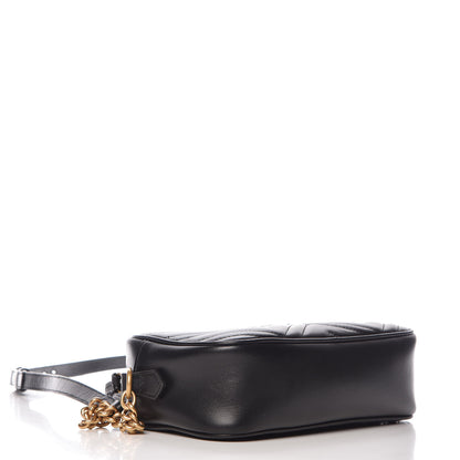 Gucci Calfskin Matelasse Small GG Marmont Chain Shoulder Bag Black 4 of 9