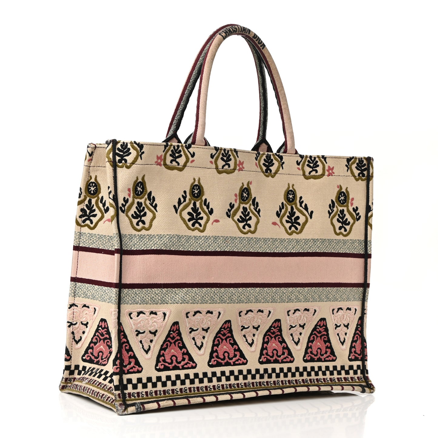 Canvas Embroidered Geometric Book Tote Multicolor