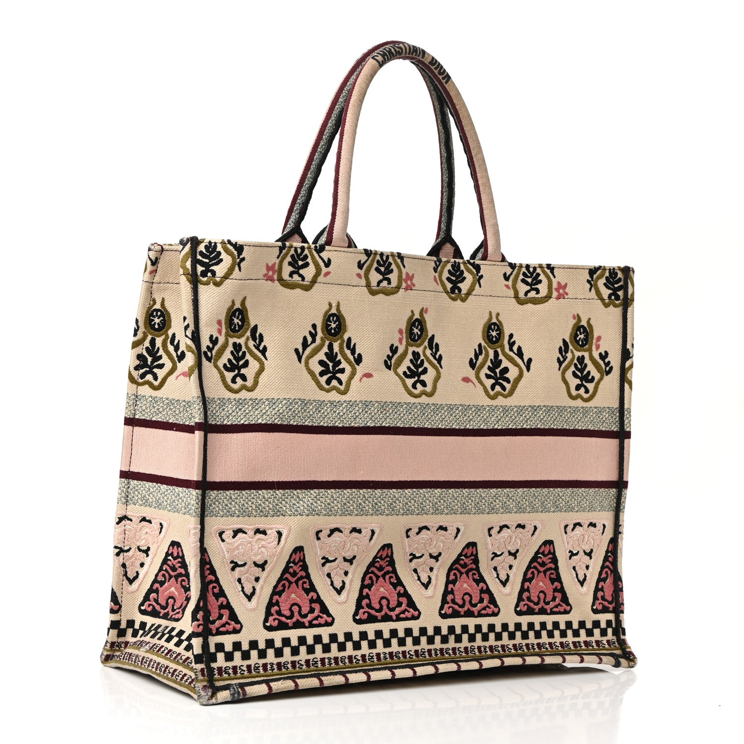 Christian Dior Canvas Embroidered Geometric Book Tote Multicolor 3 of 13