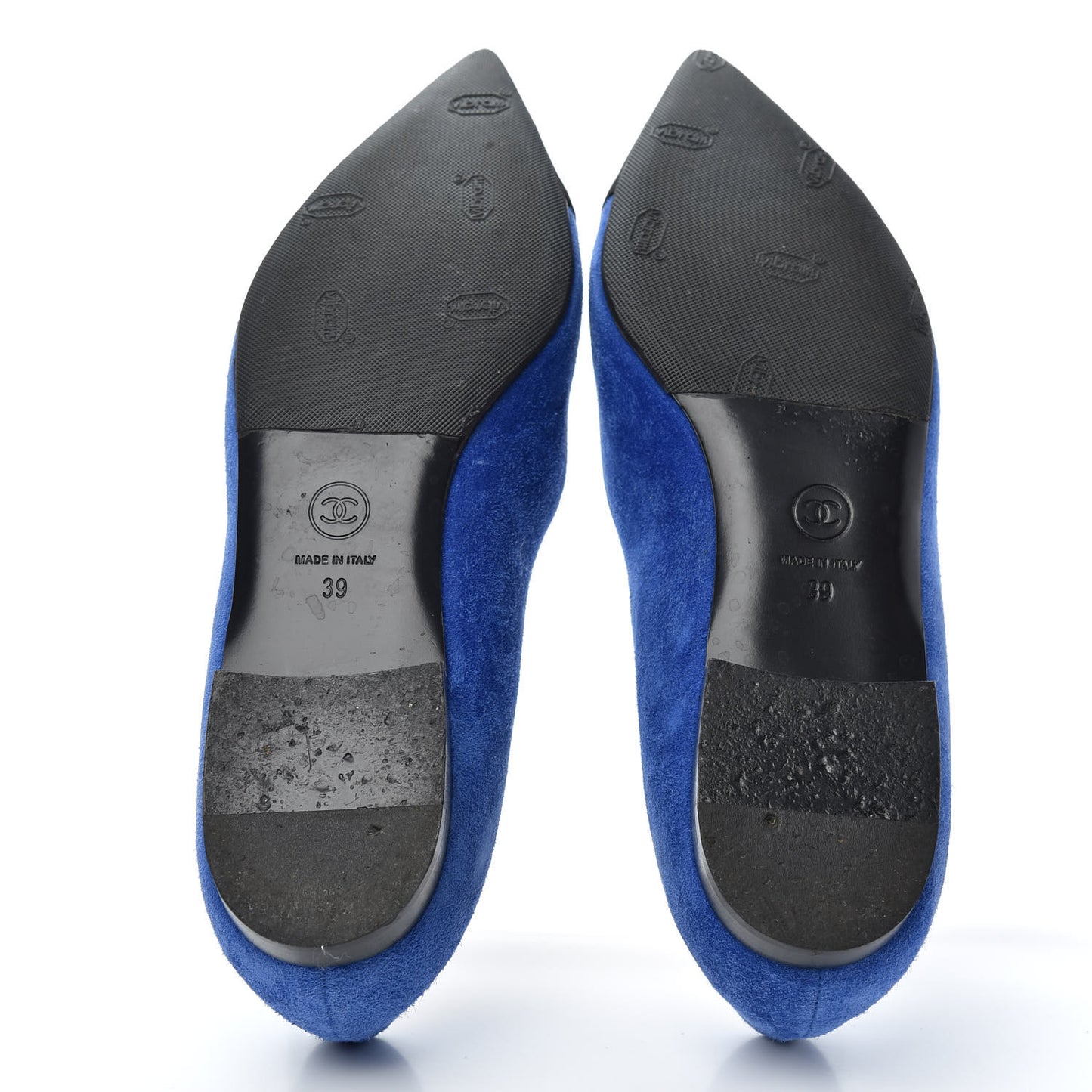 Suede Satin Cap Toe Gabrielle Ballerina Flats 39 Royal Blue Black